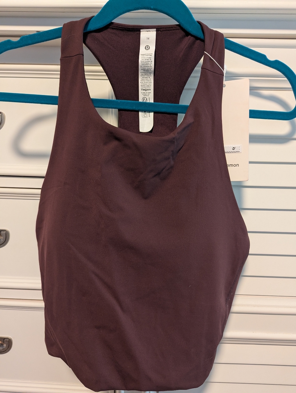 NWT Lululemon Swift Speed Cropped Tank sz 14 goodnight plum color